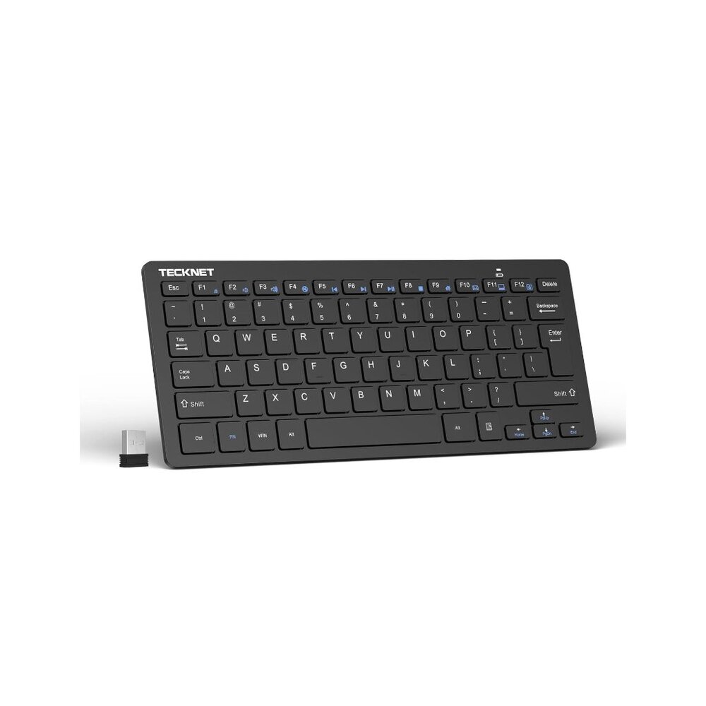 Black TECKNET 2.4G Mini Compact Wireless Keyboard USB PC Laptop TV NIB